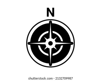 Map direction symbol. North sign. Black compass.