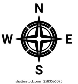 Map direction symbol. North sign. Black compass