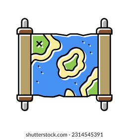 map with direction to treasure color icon vector. map with direction to treasure sign. isolated symbol illustration