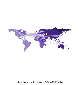 Map With Directions To All Part Of The World. Flat Color Ladder Design. Vector Illustration.