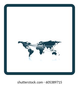 Map with directions to all part of the World. Shadow reflection design. Vector illustration.
