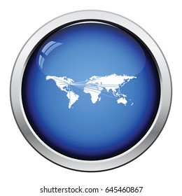Map with directions to all part of the World. Glossy button design. Vector illustration.