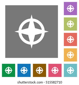 Map directions flat icons on simple color square background.