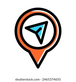 Map directions icon vector illustration in colored outline style
