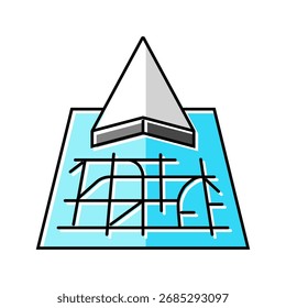 Kartenrichtungen Informationen Farbe Symbol Vektor. Kartenanfahrtsinformationszeichen. einzelne Symbolgrafik