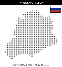 Map displaying the pixelated outline of Yaroslavl