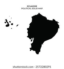 The map displays the political boundaries of Ecuador, featuring a detailed outline of the mainland and the Galapagos Islands, illustrating the countrys geography and location.