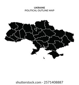 The map displays the political outline of Ukraine, highlighting its regions and administrative boundaries without any additional details or markings. It serves as a clear reference.