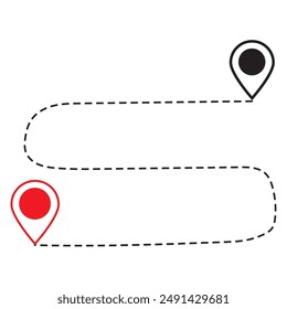 map distance measuring icon, pin map marker pointer sign, GPS location flat symbol. Distance solid icon, navigation and route, map pointer vector