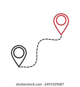 map distance measuring icon, pin map marker pointer sign, GPS location flat symbol. Distance solid icon, navigation and route, map pointer vector