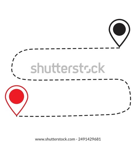 map distance measuring icon, pin map marker pointer sign, GPS location flat symbol. Distance solid icon, navigation and route, map pointer vector