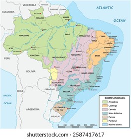 Map of the distribution of biomes in Brazil.