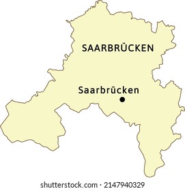 Mapa del distrito de Saarbrücken, estado de Sarre, en la República Federal de Alemania. La ciudad capital es Saarbrücken