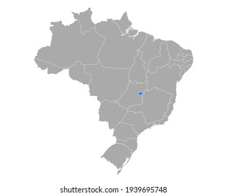 Map of Distrito Federal do Brasil in Brazil on white