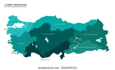 
Map of Türkiye divided into seven regions.