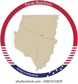 Map of Dixie County in Florida, USA arranged in a circle.