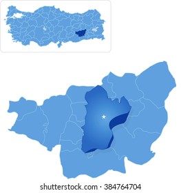 Map of Diyarbakir with each administrative district where Sur is pulled out