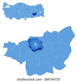 Map of Diyarbakir with each administrative district where Egil is pulled out