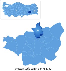 Map of Diyarbakir with each administrative district where Hani is pulled out