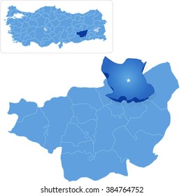 Map of Diyarbakir with each administrative district where Lice is pulled out