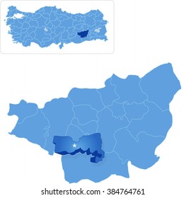 Map of Diyarbakir with each administrative district where Baglar is pulled out