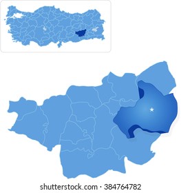 Map of Diyarbakir with each administrative district where Silvan is pulled out