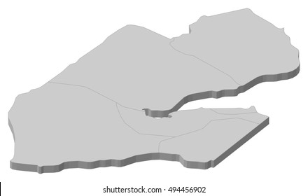 Map - Djibouti - 3D-Illustration
