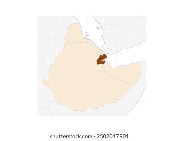 Map of Djibouti in Eastern Africa: Detailed Illustration of Djibouti on the African Continent, with Neighboring Nations