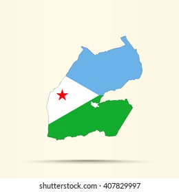 Map of Djibouti in Djibouti flag colors
