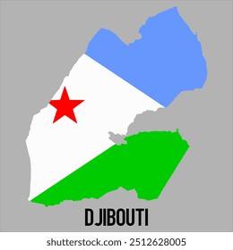 map of Djibouti with flag, vector illustration