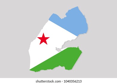 map of djibouti with flag,vector illustration