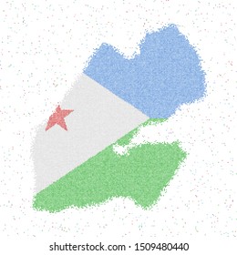 Map of Djibouti. Mosaic style map with flag of Djibouti. Vector illustration.