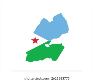 Mapa de DJIBOUTI sobre un fondo blanco, Ilustración vectorial editable de la bandera de DJIBOUTI, diseño del Día Nacional, Mapa de la bandera de DJIBOUTI diseño plano, Día Nacional de DJIBOUTI