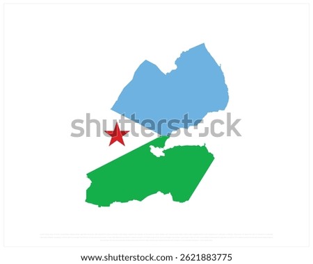 Map of DJIBOUTI on a white background, Editable Vector illustration of DJIBOUTI flag, National Day design, Map Flag of DJIBOUTI flat design, National Day of DJIBOUTI