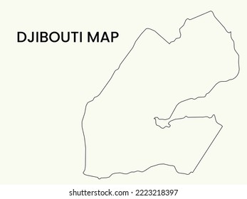 Map of Djibouti, Outline Map Djibouti vector Illustration, Map of Djibouti with an outline. Djibouti map.