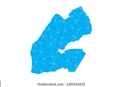 Map of Djibouti from Polygonal wire frame low poly mesh,Djibouti map  Vector Illustration EPS10.