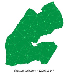 Map of Djibouti from Polygonal wire frame low poly mesh,Djibouti map Vector Illustration EPS10.
