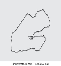 map of Djibouti with shadow on gray background.eps10