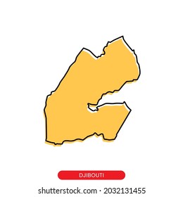 Map of Djibouti vector design template. Simple style with editable stroke.