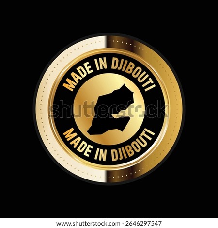 Map of Djibouti. Vector illustration. Logo, Icon, and Symbol. Djibouti map gold seal. 