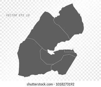 Map of Djibouti , vector illustration on transparent background. Items are placed on separate layers and editable.