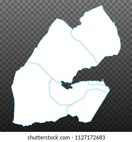 Map of Djibouti. Vector illustration on transparent background. Items are placed on separate layers and editable. Vector illustration eps 10.