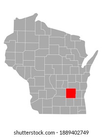 Map of Dodge in Wisconsin on white