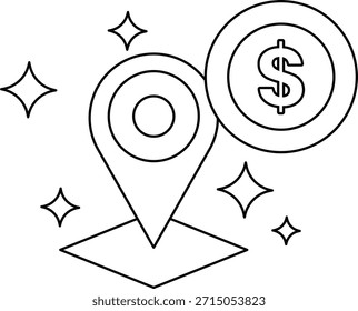 Eine Karte mit einem Dollarzeichen und einem Stern darauf. Das Dollarzeichen befindet sich auf der rechten Seite der Karte und der Stern auf der linken Seite