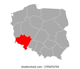 Mapa de Dolnoslaskie en Polonia en blanco