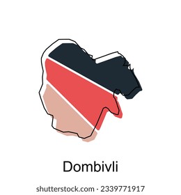 mapa de la plantilla de diseño de Dombivli con el estilo de esbozo gráfico aislado en fondo blanco