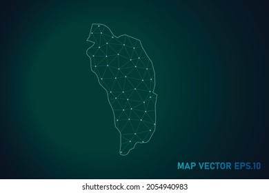 Map of dominica - Abstract mash line and point scales on dark gradient background. Wire Frame 3D mesh polygonal network line, design sphere, dot and structure. Vector illustration eps 10.