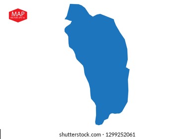 Map of dominica. Detailed vector map with counties, regions, province, states. Blue shape/contour map of dominica. High Detailed Blue Map of Dominica isolated on white background. - Vector