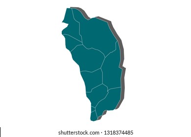 Map of dominica. Detailed vector map with counties, regions, province, states. Blue shape/contour map of dominica. High Detailed Blue Map of Dominica isolated on white background. - Vector
