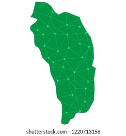 Map of Dominica from Polygonal wire frame low poly mesh,Dominica map Vector Illustration EPS10.